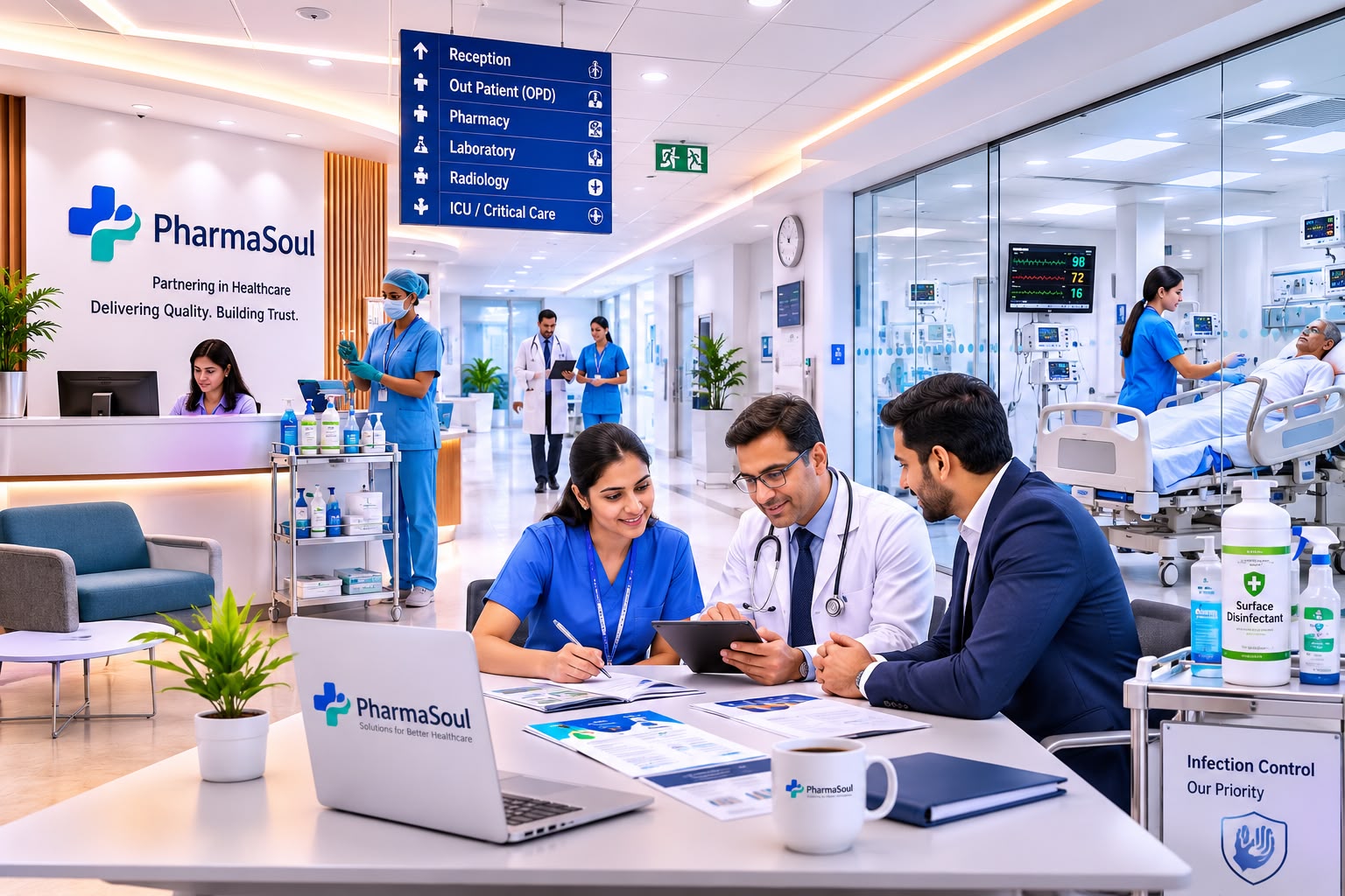 Modern hospital ward representing PharmaSoul's compliance solutions